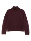 Joseph High Neck Long Sleeves Luxe Cashmere In Burgundy