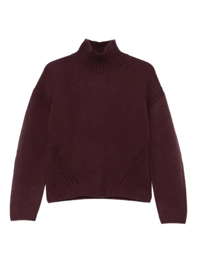Joseph High Neck Long Sleeves Luxe Cashmere In Burgundy