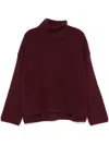 Joseph Light Cardigan Stitch High Neck Jumper In Red