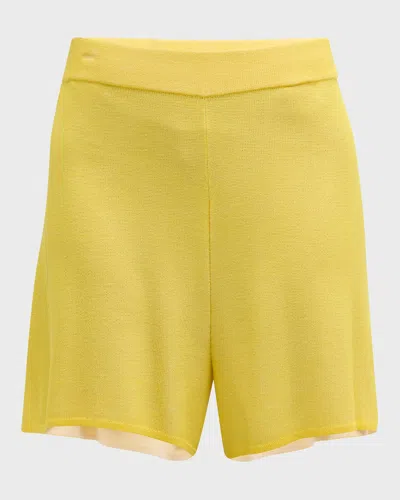 Joseph Plated Knit Shorts In Sunshine Combo