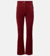 Joseph High-rise Suede Slim Pants In Red