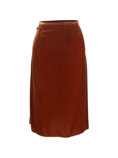 Pre-owned Joseph High-waist Velvet Skirt In Brown