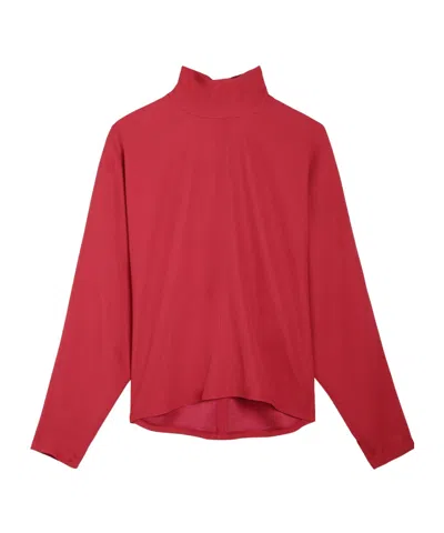 Joseph High-neck Crepe Blouse In Red