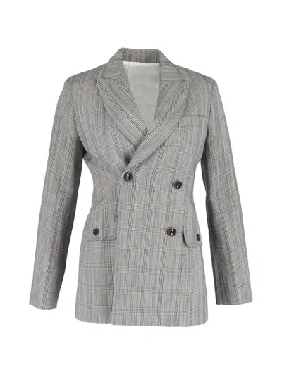 Pre-owned Joseph Houndstooth Double-breasted Blazer In Gray