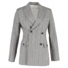 JOSEPH JOSEPH HOUNDSTOOTH DOUBLE-BREASTED BLAZER IN GREY WOOL