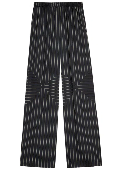 Joseph Hulin Striped Silk-blend Trousers In Black
