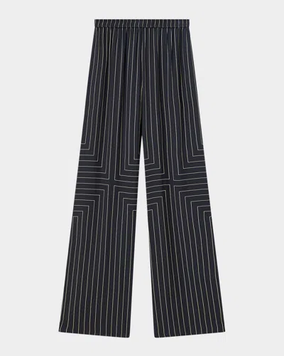 Joseph Hulin Wide-leg Geometric Crepe Trousers In Black