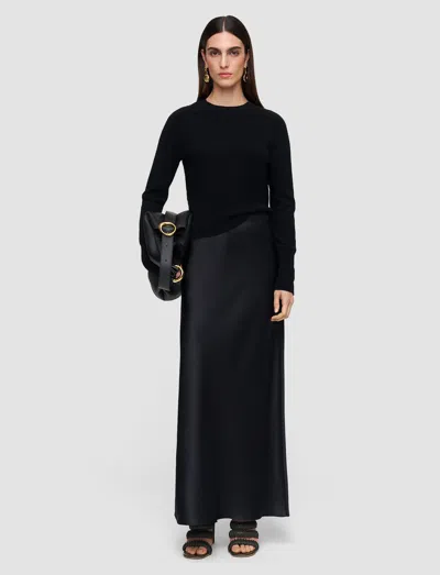 Joseph Isaak Long Silk Satin Skirt In Black