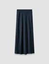 Joseph Isaak Long Silk Satin Skirt In Blue