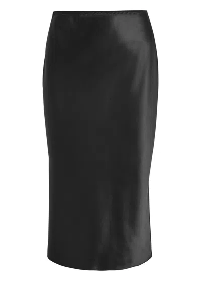 Joseph Isaak Silk Midi Slip Skirt In Black