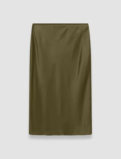 Joseph Silk Satin Isaak Skirt In Dark Olive