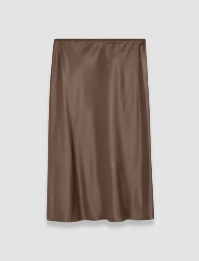 Joseph Isaak Silk Satin Skirt In Escargot