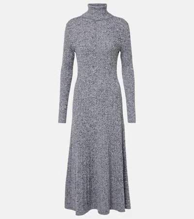 Joseph Ribbed-knit Turtleneck Wool And Silk Dress In Ivory/black