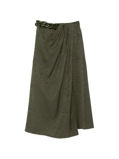Joseph Jacquard Chain Midi Skirt In Green