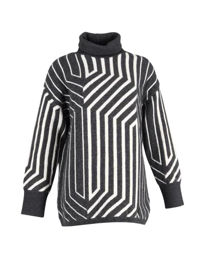 Joseph Jacquard-knit Turtleneck Sweater In Grey Merino Wool