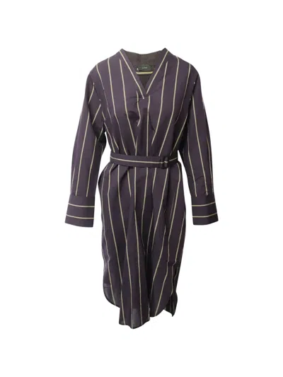 Pre-owned Joseph Janis Striped Robe Dress In Brown