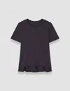 Joseph Womens Habotai Back-panel Cotton And Silk-blend T-shirt Navy In Blue