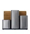 Joseph Joseph Counterstore Stainless Steel Organizer With Oak Chopping Board In Steel