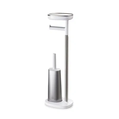 Joseph Joseph Easystore Plus Free Standing Toilet Paper Holder With Flex Steel Toilet Brush In Stainless Steel