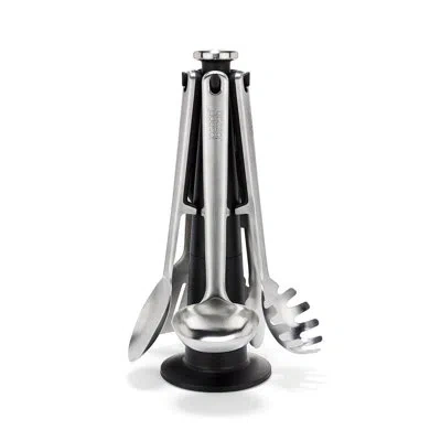 Joseph Joseph Elevate Excel 5-piece Stainless Steel Kitchen Utensil Set With Rotating Stand In Silver