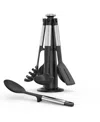 Joseph Joseph Elevate Silicone Carousel 5-piece Utensil Set With Rotating Storage Stand In Black