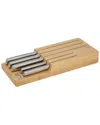 Joseph Joseph Elevate Steel Knives Bamboo Store 5-piece Knife Set With In-drawer Bamboo Storage Tray