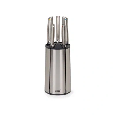 Joseph Joseph Elevate Steel 5-piece Knife Set With Stainless Steel Carousel In Silver