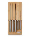 Joseph Joseph Elevate Steel Knives Bamboo Store 5-piece Knife Set With In-drawer Bamboo Storage Tray In Beige