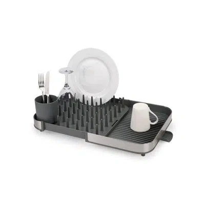 Joseph Joseph Expanding Steel Dish Rack With Draining Spout And Cutlery Holder In Stainless Steel