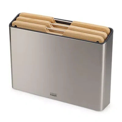 Joseph Joseph Folio Steel 3 Piece Bamboo Cutting Board Set In Stainless