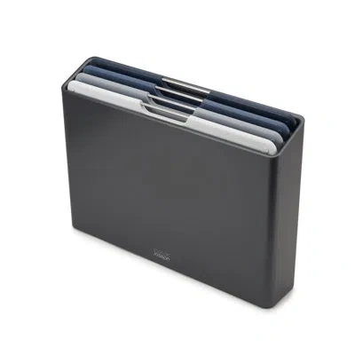 Joseph Joseph Folio Large 4-piece Cutting Board Set With Storage Case In Graphite