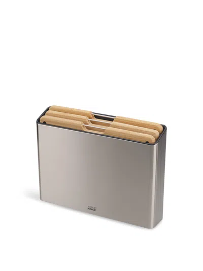 Joseph Joseph Folio Steel 3 Piece Bamboo Cutting Board Set In Stainless