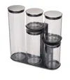 Joseph Joseph Podium 100 5-piece Glass Storage Jar Set With Stand In Clear