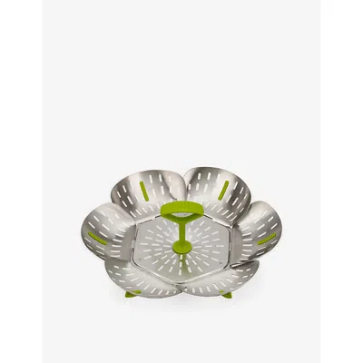 Joseph Joseph Green Bloom™ Folding Stainless-steel Steamer Basket In Silver