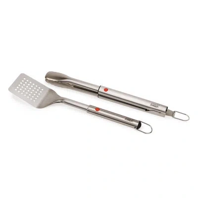 Joseph Joseph Grillout 2-piece Bbq Turner & Tongs Set In Stainless Steel
