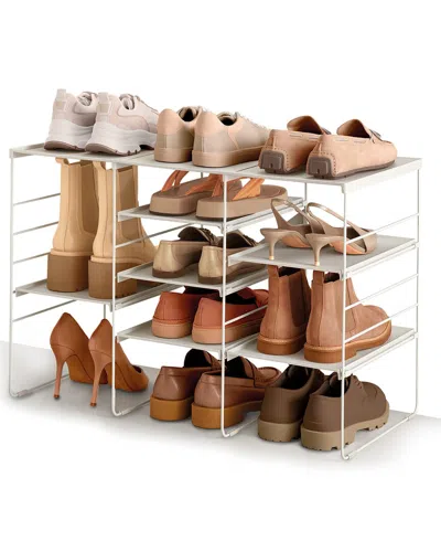 Joseph Joseph Level Adjustable Shoe Rack - Stores 12 Pairs In White