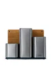 Joseph Joseph Counterstore Stainless Steel Organizer With Oak Chopping Board In Gray