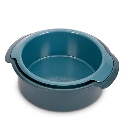 Joseph Joseph Nest Bake Non-stick Round Cake Pan With Easy Pull Handles, Set Of 2 In Blue