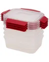 Joseph Joseph Nest Lock 8-piece Rectangular Food Storage Container Set In Red