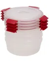 Joseph Joseph Nest Lock 8pc Round Food Storage Container Set In Red