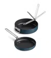 Joseph Joseph Set Of 2 Space Non-stick Folding Handle Frying Pans In Blue
