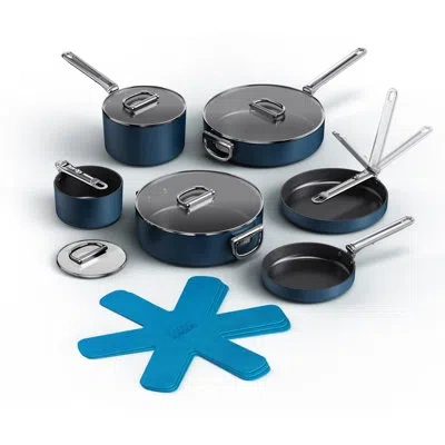 Joseph Joseph Space Ceramic Non-stick 10-piece Cookware Set With Folding Handles In Blue