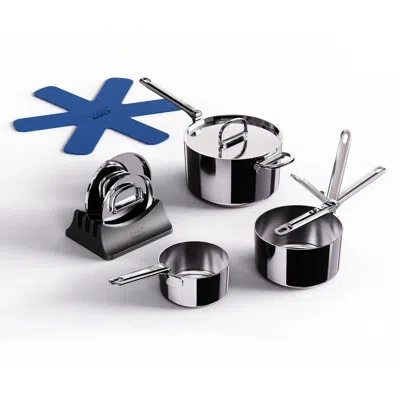 Joseph Joseph Space Steel 6-piece Stainless Steel Saucepan Set With Folding Handles
