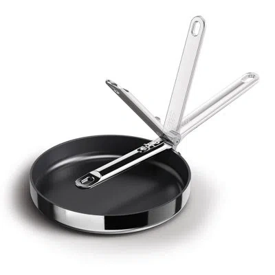 Joseph Joseph Space Steel Non-stick Frying Pan With Folding Handle In Stainless Steel