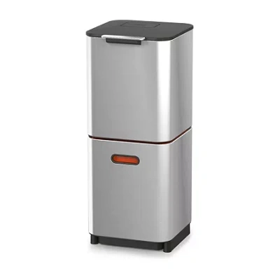 Joseph Joseph Totem Compact 40-litre - Stainless Steel Waste And Recycling Bins Trash Can In Silver