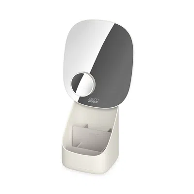 Joseph Joseph Viva Pedestal Mirror With Cosmetic Storage, Shell In White