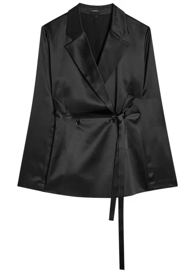 Joseph Joubert Silk Double-breasted Blazer In Black