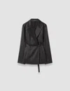 Joseph Womens Black Joubert Belted-waist Double-breasted Silk Blazer In Black