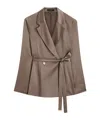 Joseph Womens Escargot Joubert Double-breasted Silk Jacket In Brown