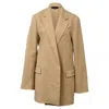 Joseph Julia Oversized Open Blazer In Brown Linen In Brown